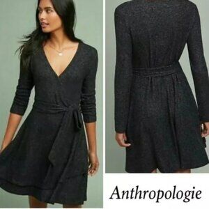 Anthropologie Saturday Sunday Long-Sleeve Cloud Fleece Belted Faux Wrap Dress XS